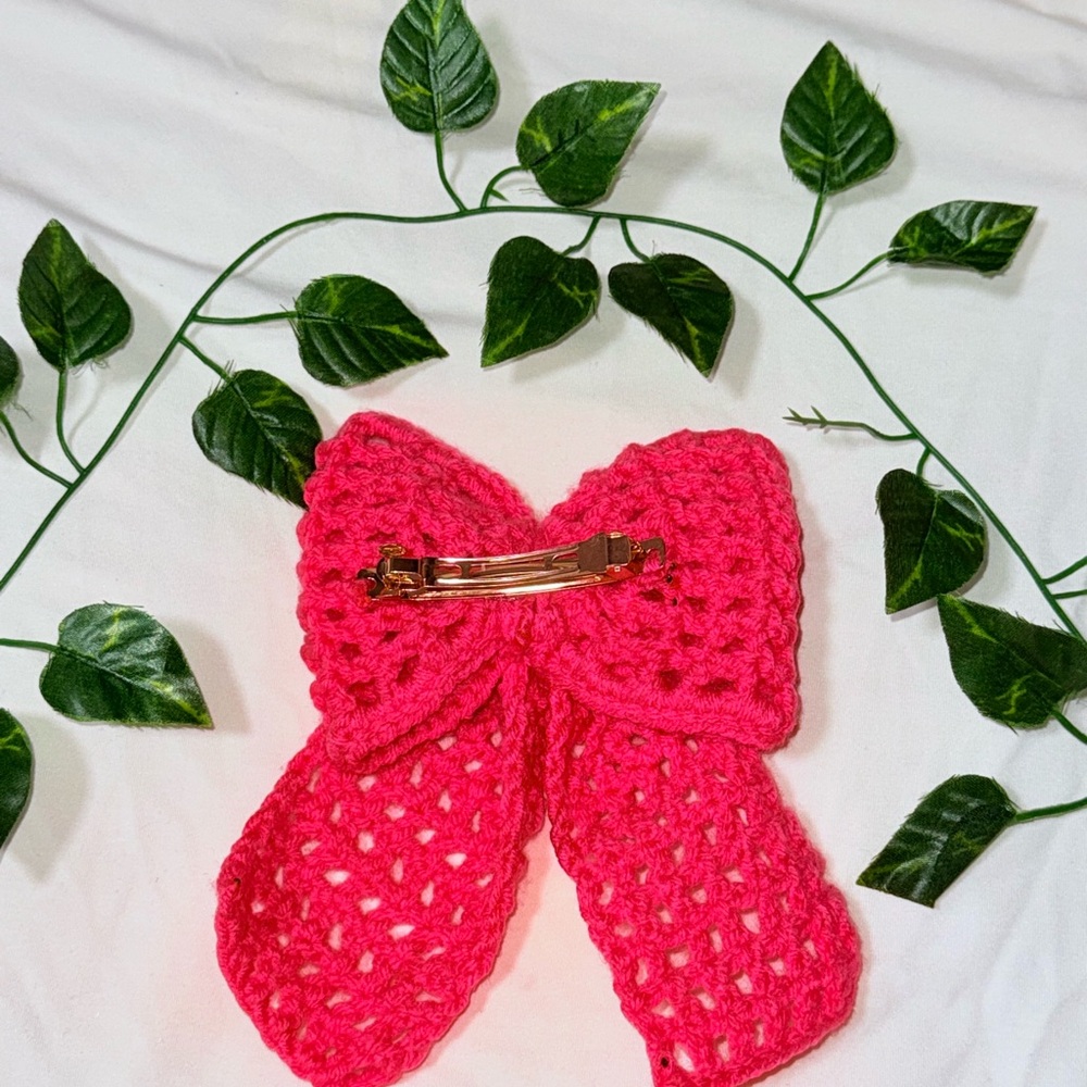 Pink Crochet Hair Clip